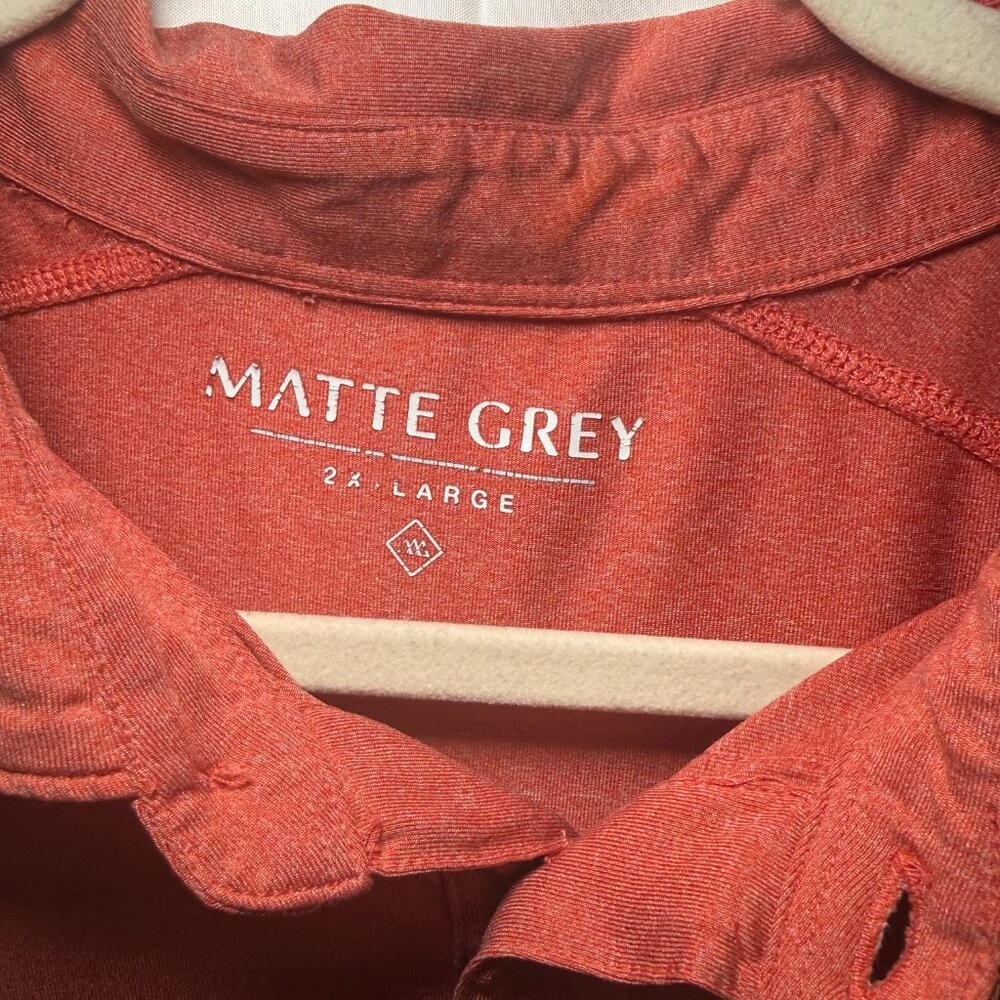 XXL Rust/Burnt Orange Matte Grey Three Button Golfing Shirt - Picture 3 of 6